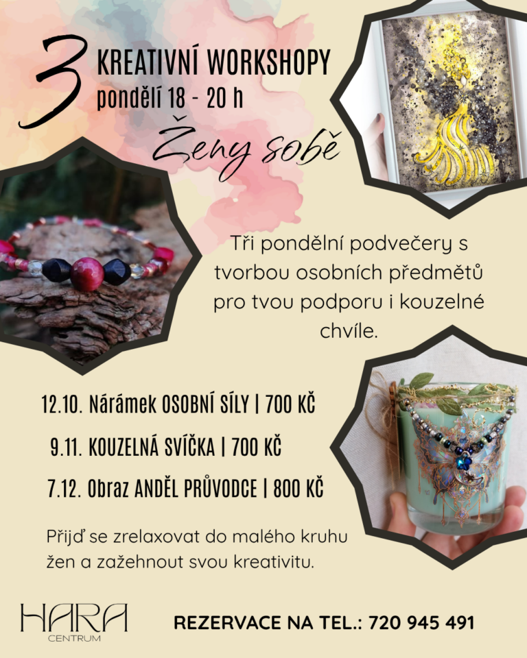 3 kreativní workshopy Ženy sobě Centrum Hara Brandýs nad Labem